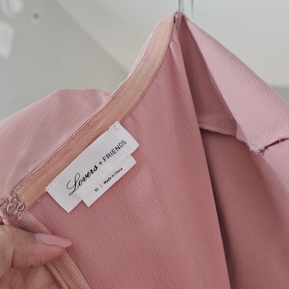 Lovers + Friends Baby Pink Satin Midi Dress, Size XS - Picture 8 of 12